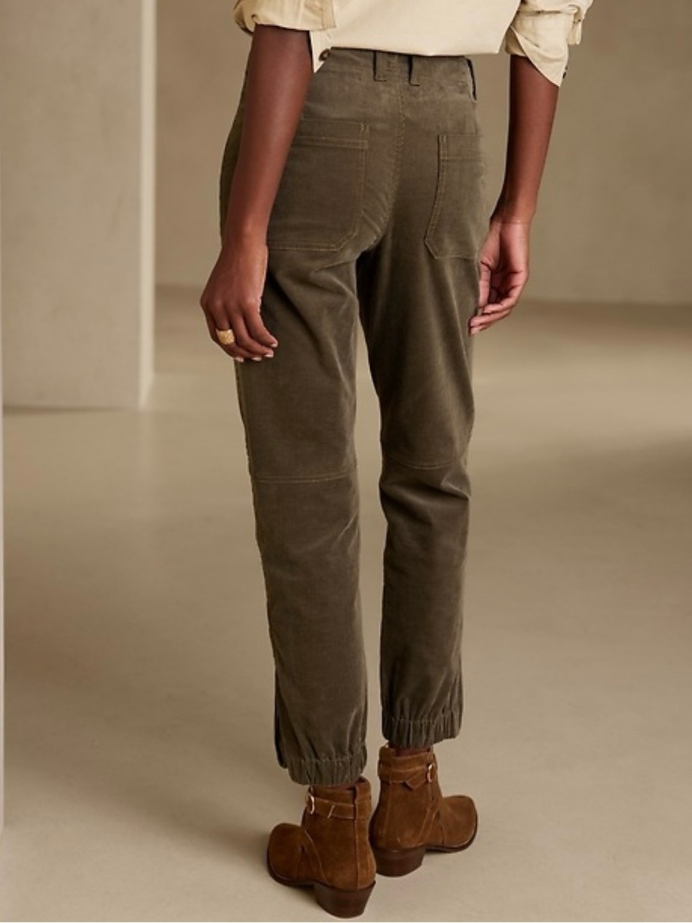Banana Republic Brown Corduroy Jogger Pants with Elastic Cuffs